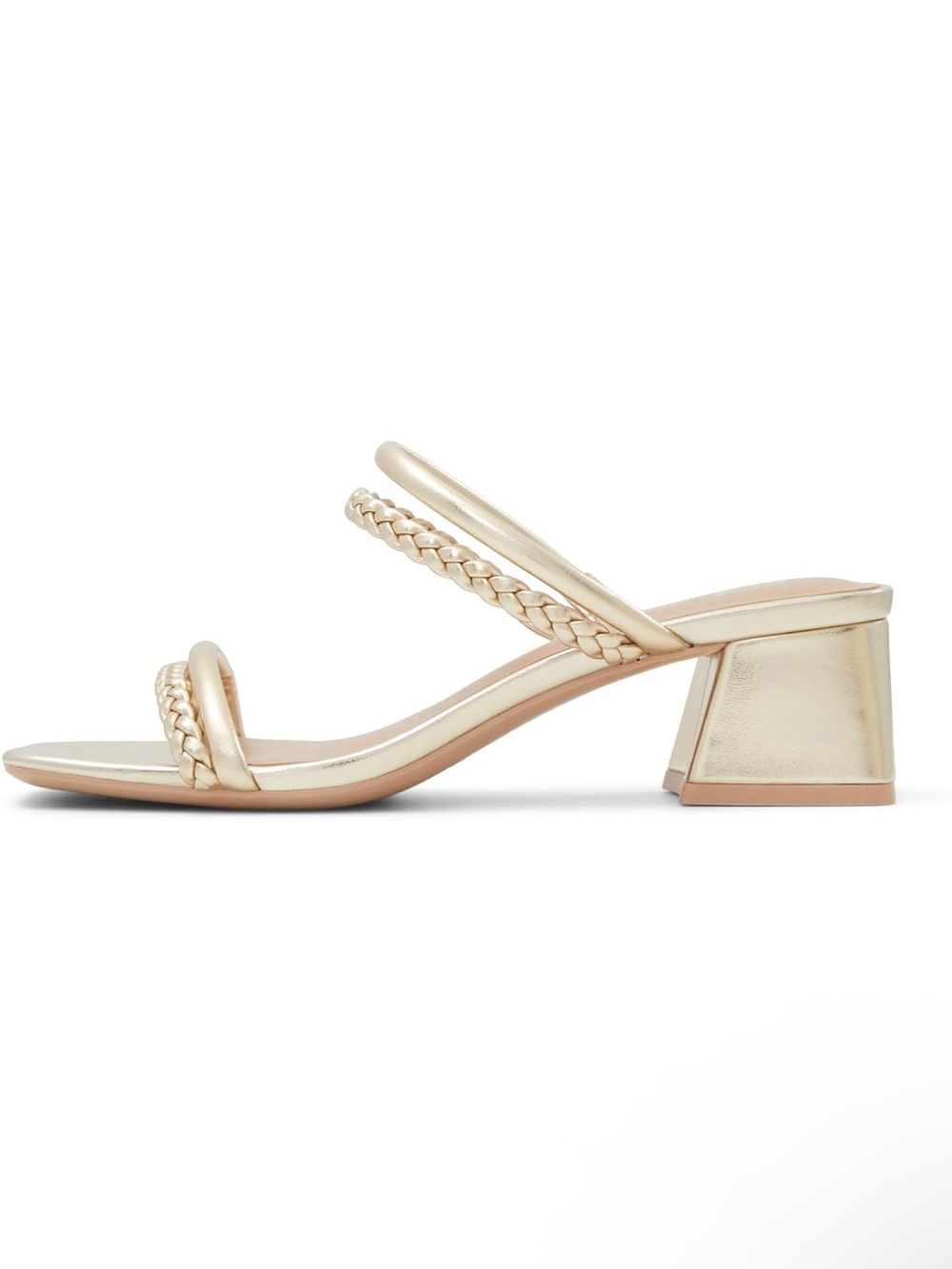 Call it Spring Metallic Gold Braided-Strap Block Heel Sandal